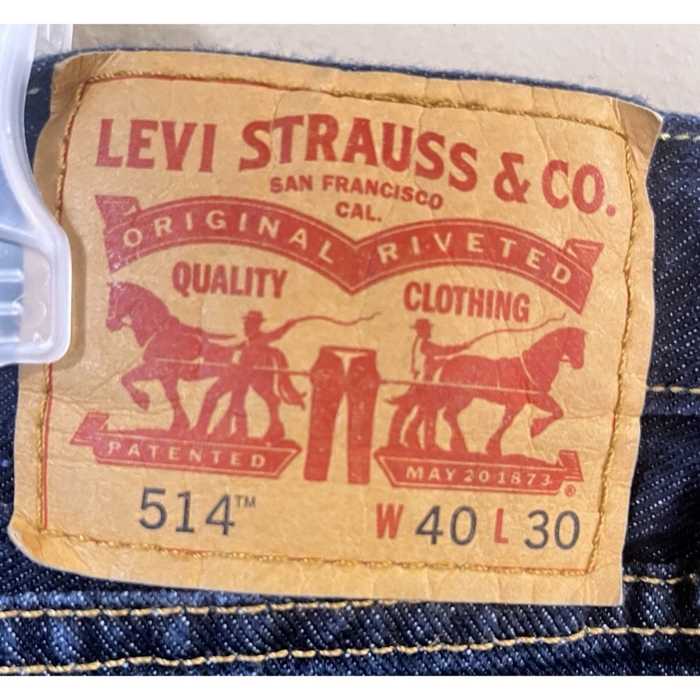 Levis 514 Straight Fit Mens Jeans W40 L30 Dark Blue Wash Denim Classic EUC